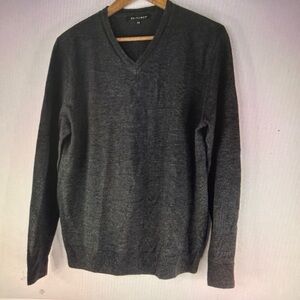 BRITCHES Men Gray Merino Wool Blend V Neck Knit Pullover Sweater Size M